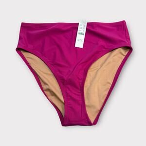 J. Crew Hallie Bikini‎ Bottom Size Medium Pink BM642 High Rise Moderate Coverage